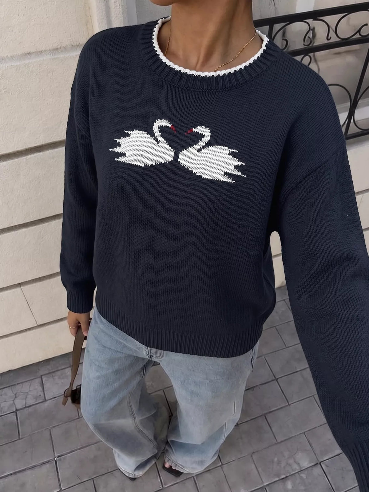 Swan Dropped Shoulder Sweater