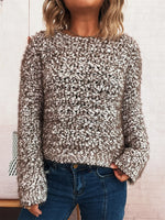 Crochet Round Neck Dropped Shoulder Sweater