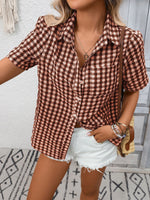 Plaid Button-Up Short Sleeve Shirt