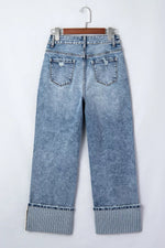 Cuffed Straight Loose Jeans