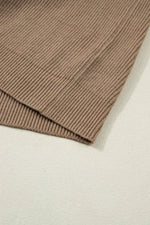 Solid Color Ribbed Knit Mock Neck Loose Sweater Vest