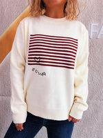 Striped Round Neck Long Sleeve Sweater