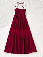 Sweetheart Neck Halter Neck Tiered Dress
