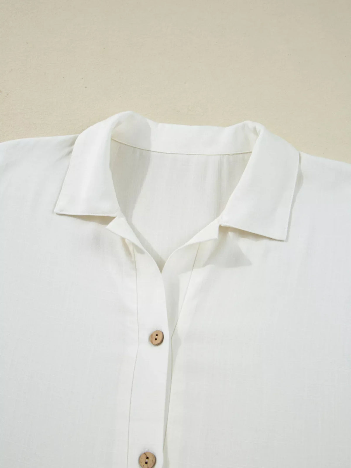 Ruffle Elastic Cuffs Puffy Long Sleeve Button Down Shirt