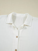 Ruffle Elastic Cuffs Puffy Long Sleeve Button Down Shirt
