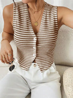 Striped Knit V-Neck Vest