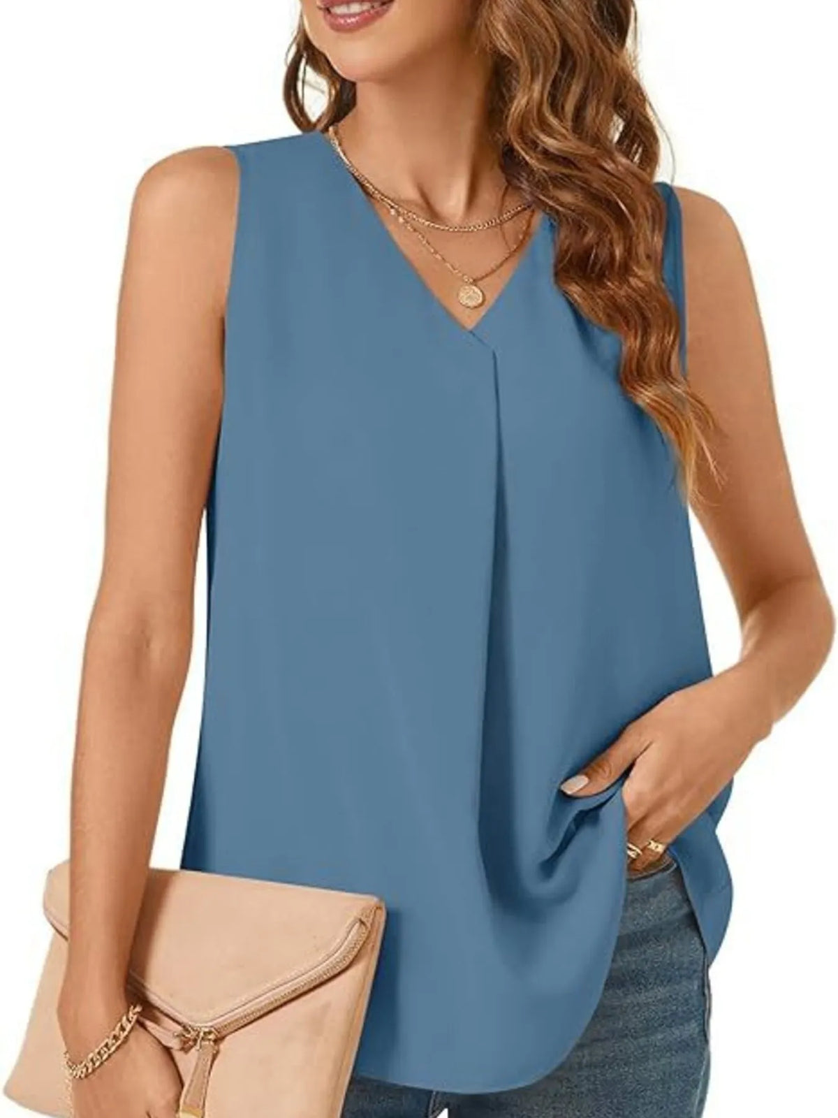 Full Size V-Neck Sleeveless Tank Top Plus Size