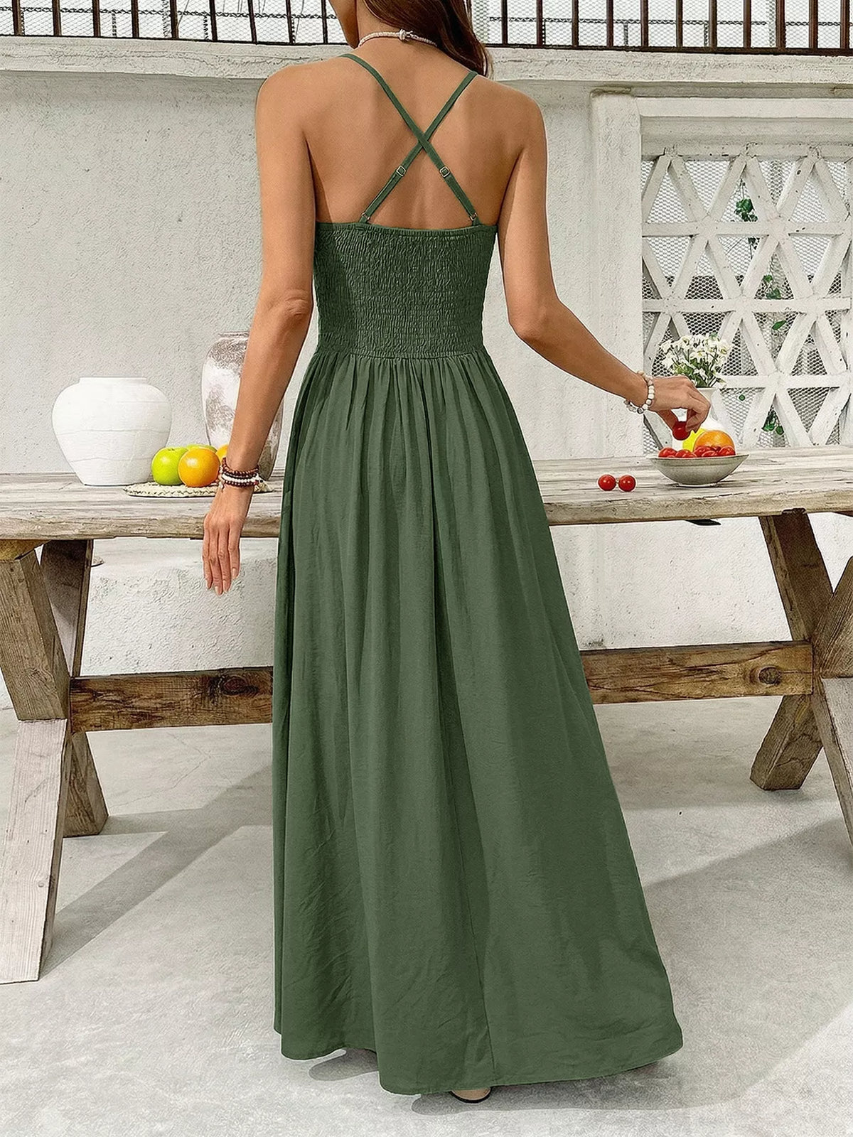 Lace Trim Spaghetti Strap Maxi Dress