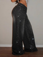 Rhinestone Wide-Leg Jeans