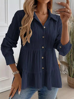 Button-Down Long Sleeve Tiered Shirt