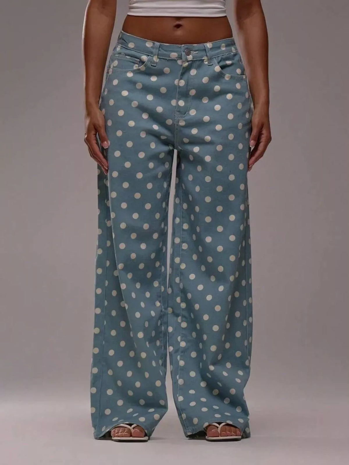 Polka Dot Wide Leg Jeans