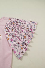 Floral Patchwork Bell Sleeve Blouse