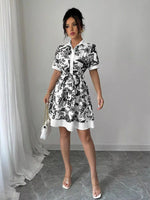 Floral Print Button-Front Shirt Dress