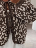 Leopard Tie Front Cardigan