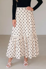 Polka Dot Ruffled Slit Maxi Skirt