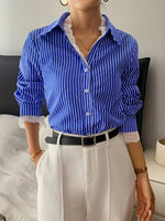 Striped Button-Down Shirt with Lace Detail