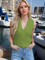 Button Down V-Neck Sweater Vest