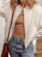 Pearl Embellished Open Front Cardigan