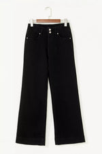 2-Button High Waist Flared Bottom Jeans