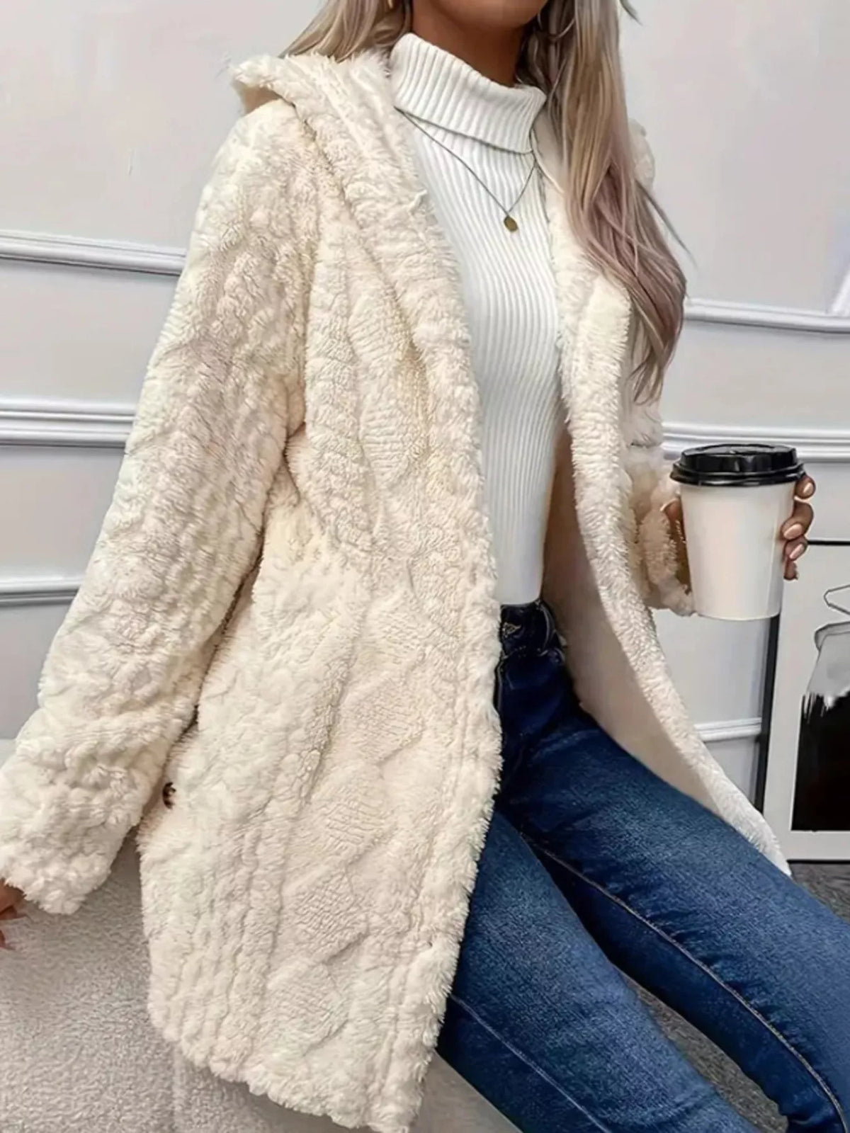 Full Size Button-Down Hooded Outerwear Plus Size