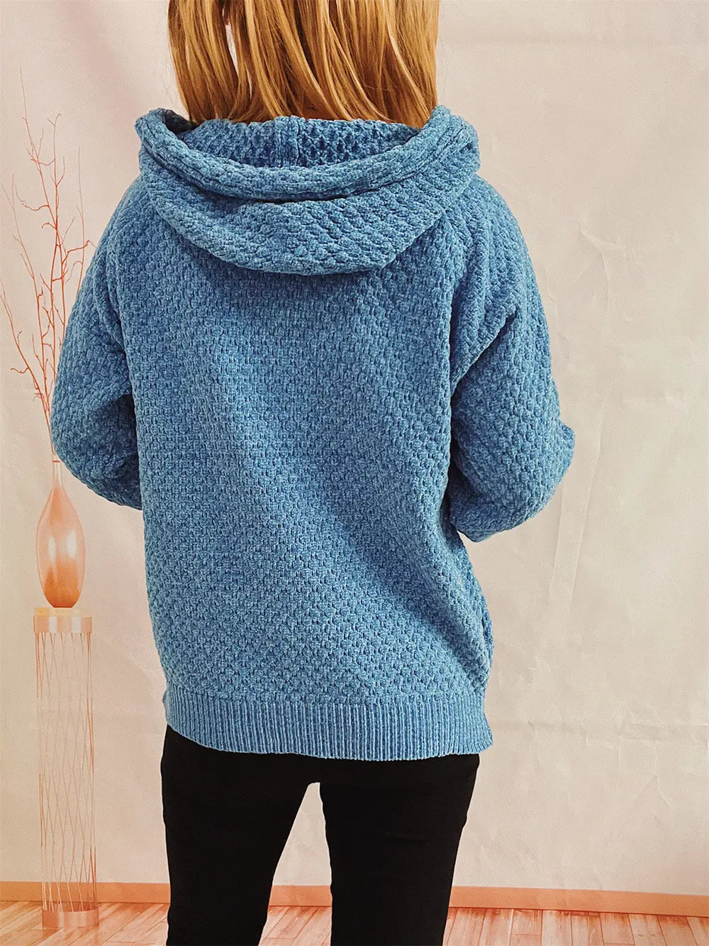 Drawstring Long SleeveHooded Sweater