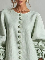 3D Floral 3/4 Sleeve Mini Dress