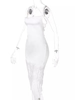 Satin Lace Trim Sleeveless Dress