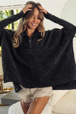 BiBi Vintage Washed Quilted Half Zip Top