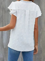 Swiss Dot Ruffled Sleeve Blouse
