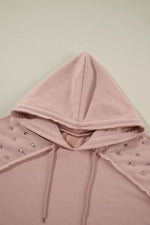 Drawstring Studded Shoulder Hoodie