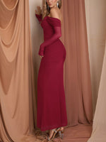 Off-Shoulder Ruched Mermaid Maxi Dress