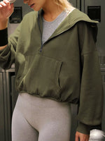 Half-Zip Dropped Shoulder Hoodie