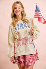 BiBi 4th Of July Stars And Stripes Patches Sweatshirt