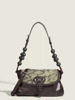 Beaded Handle Flap Shoulder Bag