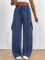 Casual High Waist Cargo Pants with Drawstring