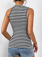 Striped Cutout Shoulder Cami