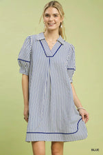 Umgee Stripe Collared Shift Dress