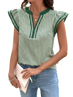 Striped Ruffle Sleeve Blouse