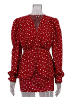 Polka Dot Long Sleeve Layered Dress