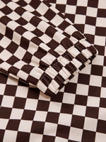 Checkered Drawstring Hoodie and Pants Set
