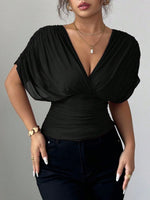 Ruched Surplice Short Sleeve Top