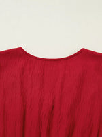 Contrast Embroidered Detail Cinched Waist Tiered Long Sleeve Maxi Dress