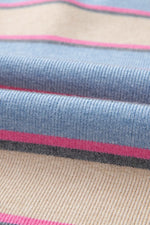 Striped Color Block Johnny Collar Sweater