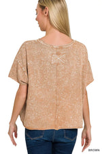 Zenana Halo Washed Cotton Short Sleeve Top