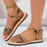 Leopard Braided Ankle Strap Sandals