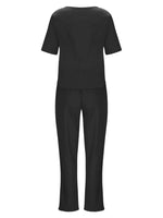 Full Size Round Neck Short Sleeve Top and Pants Set Plus Size