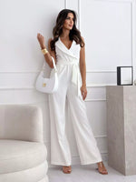 Surplice Sleeveless Wide-Leg Jumpsuit