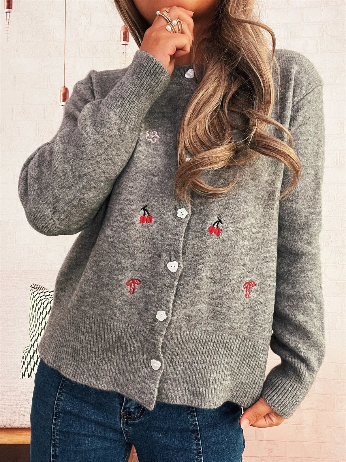Ribbed Button-Front Knit Cardigan