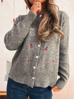Ribbed Button-Front Knit Cardigan