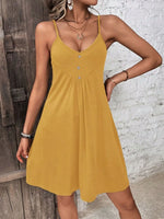 Decorative Button Scoop Neck Mini Cami Dress